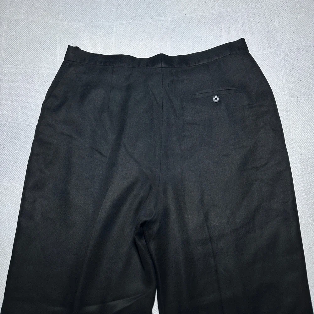 Lauren Ralph Lauren Wide Leg Trousers Women 14 100% Silk High Rise Lined Black